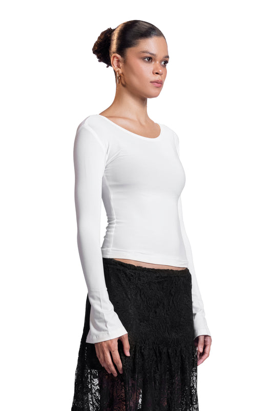 white basic bell top