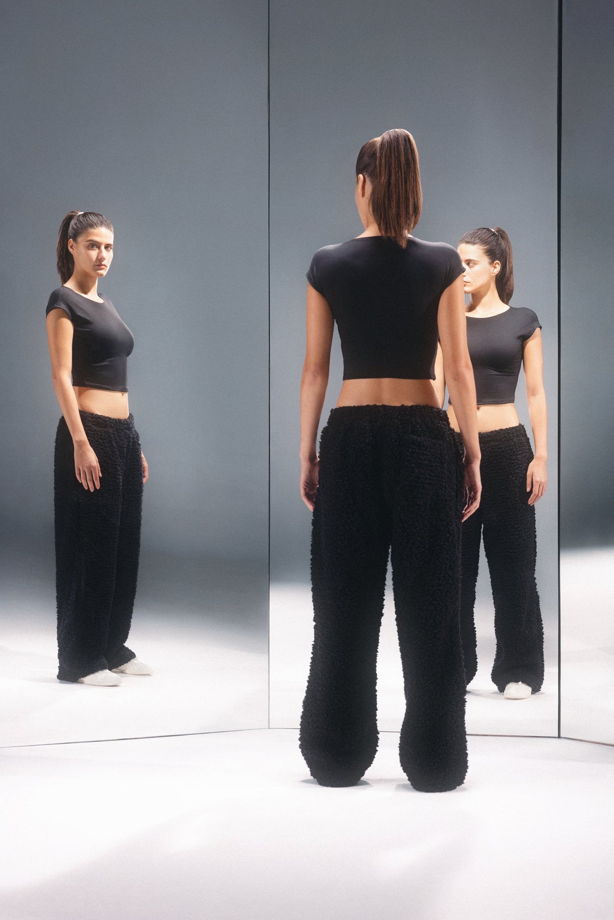 Noir Black Sherpa Pants