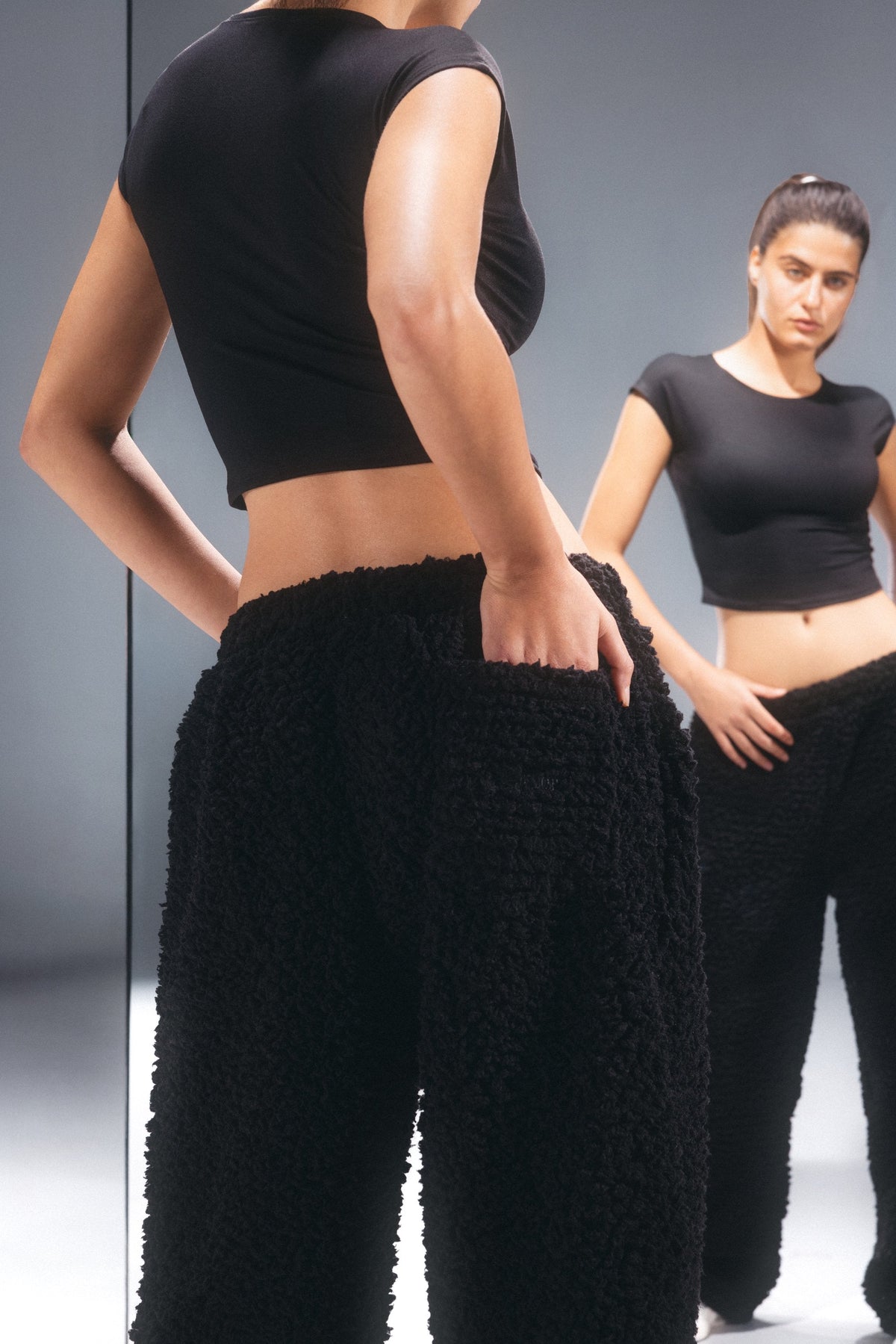 Noir Black Sherpa Pants