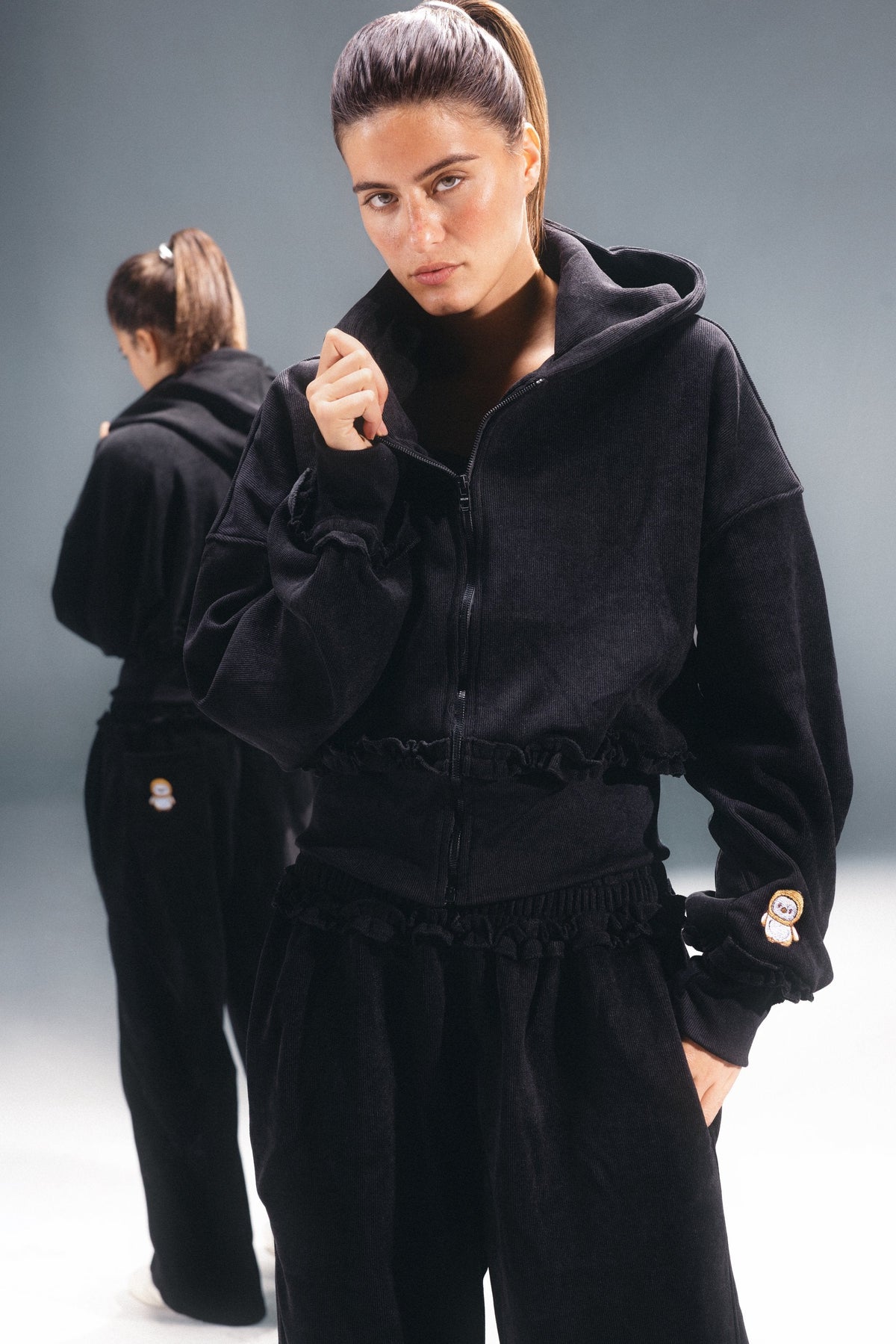 Noir Black Velour Set